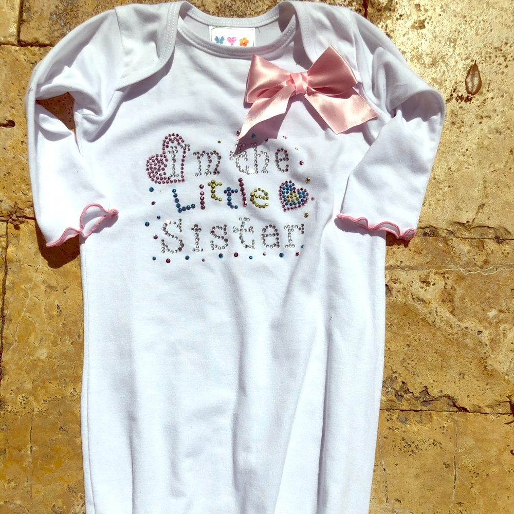 Baby Embellished “I’m the little sister “ sleeper
